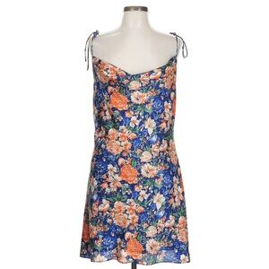 Lulu's Vibrant Floral Dress in Blue and Orange Size Large